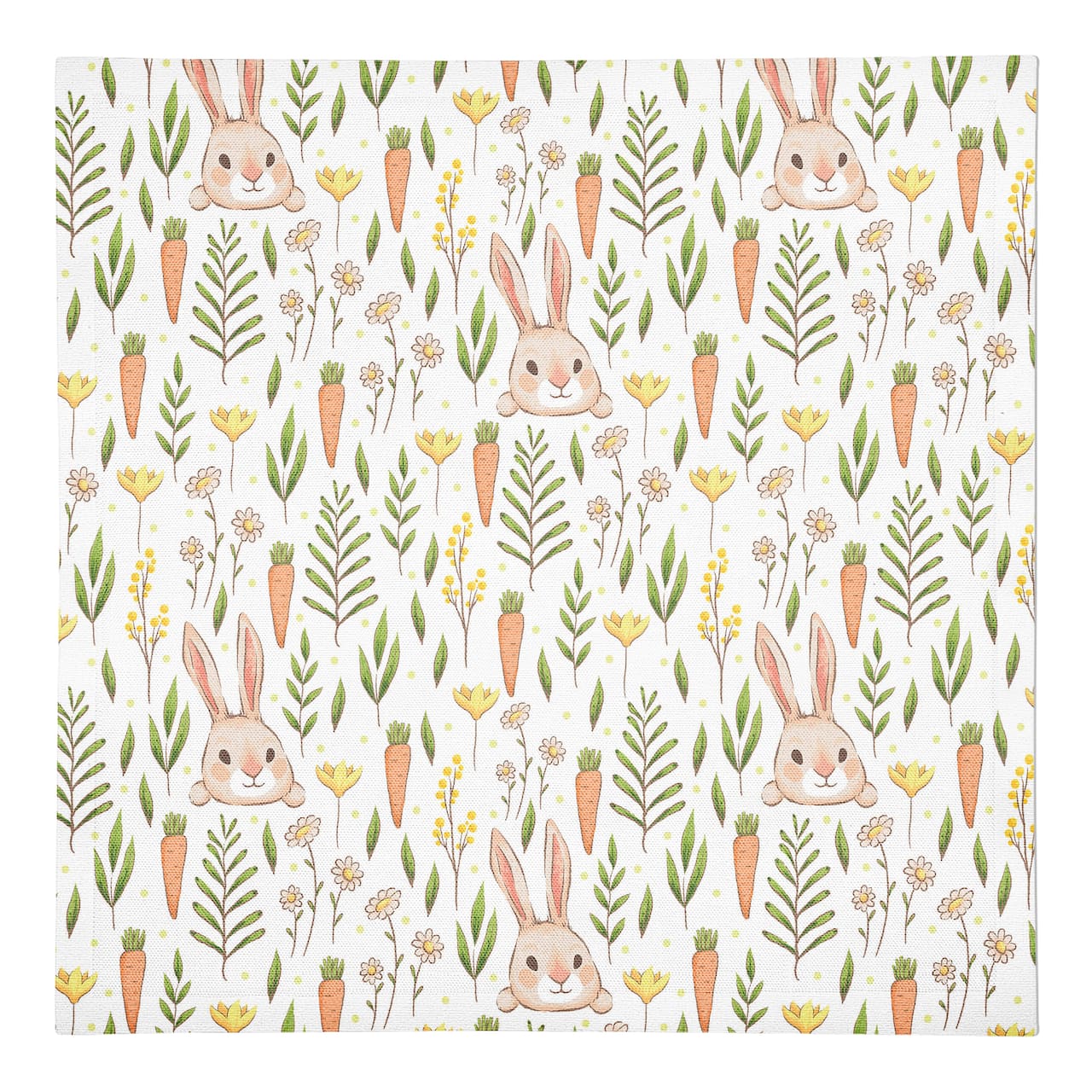 Bunny And Carrot Pattern Napkin 10" x 10" Cotton Twill Napkin